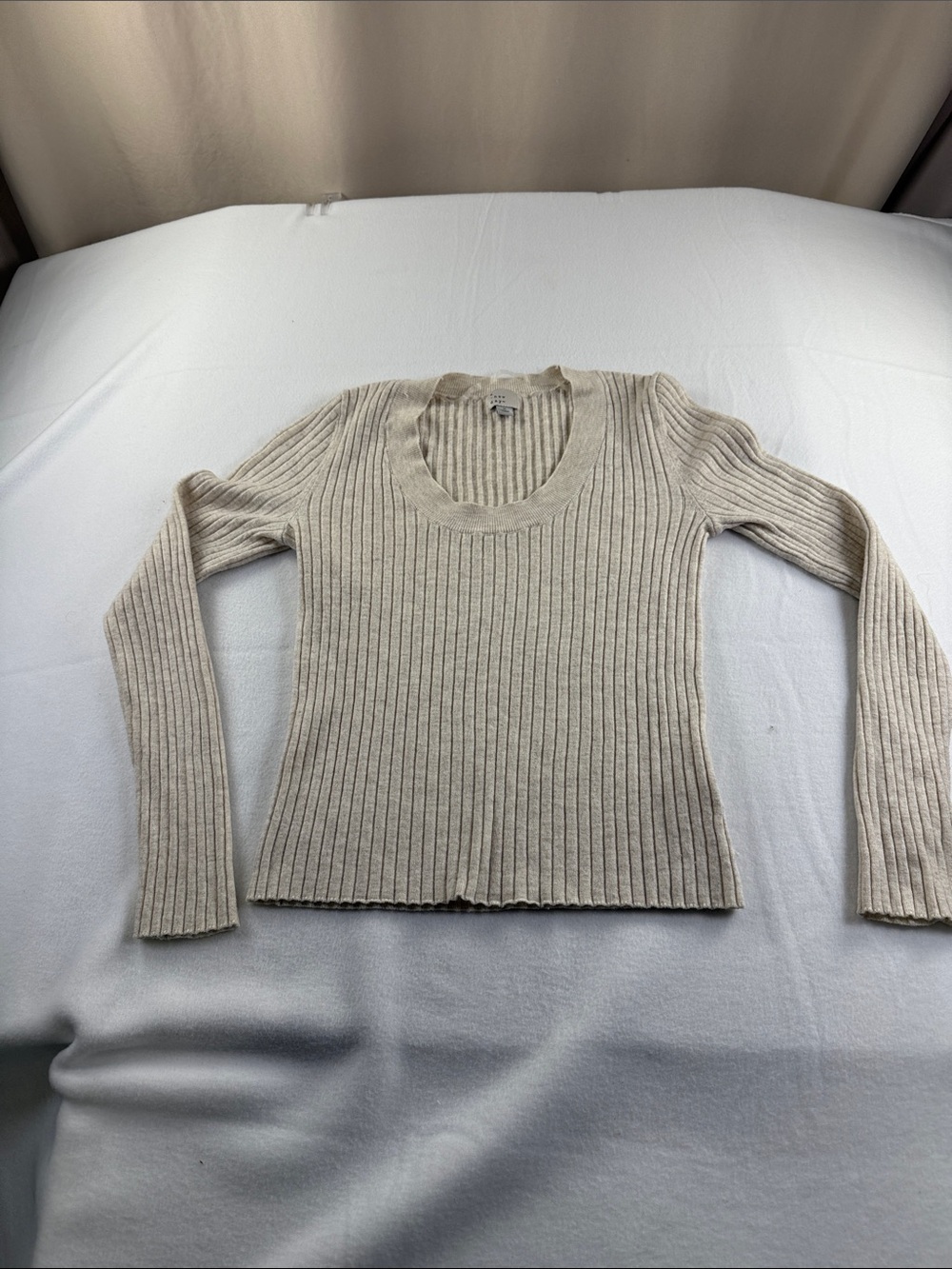 a new day Ribbed Scoop Neck Sweater - Beige